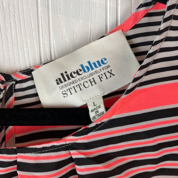 Alice Blue Stich Fix sleeveless top size large pink & black stripe - Picture 3 of 3